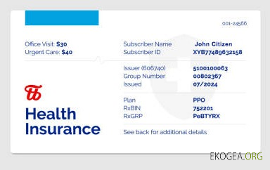 Carte d'assurance maladie de la compagnie d'assurance maladie template